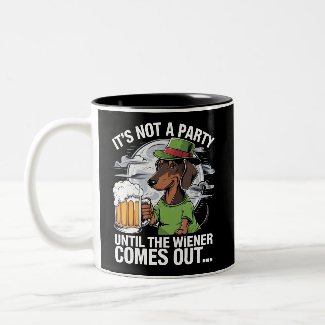 Tasse 2 Couleurs Ce n'est pas une fête jusqu'à Dachshund Irish Beer (Gauche)