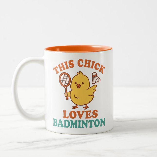 Tasse 2 Couleurs Ce poussin aime le badminton (Gauche)
