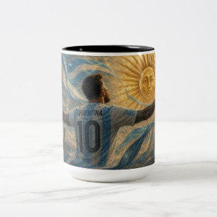 Tasse 2 Couleurs Célébration de football argentin sous le soleil le