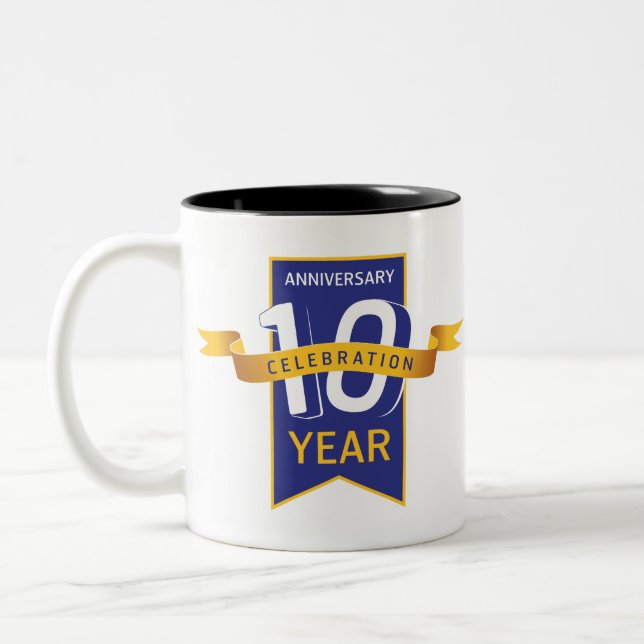 Tasse 2 Couleurs Célébration de l'année du 10e anniversaire (Gauche)