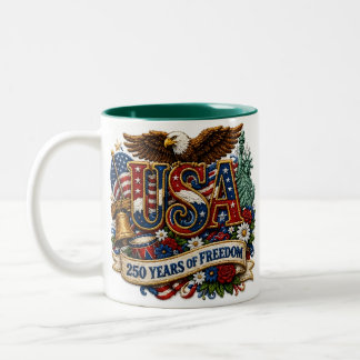 Tasse 2 Couleurs Célébration patriotique des États-Unis pour le 250
