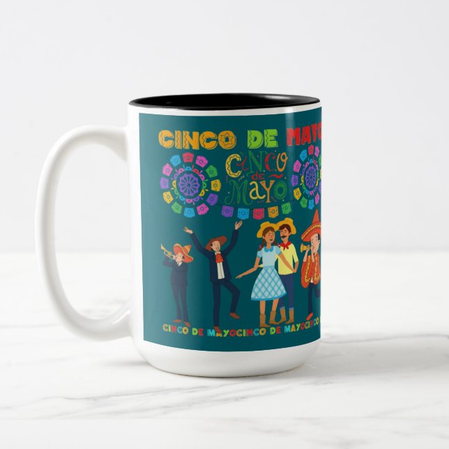 Tasse 2 Couleurs Célébration salsa coucher de soleil sarcelle foncé (Gauche)