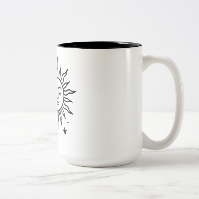 Tasse 2 Couleurs Celestial Sun and Moon Harmony — Minimalist Cosmic (Droit)