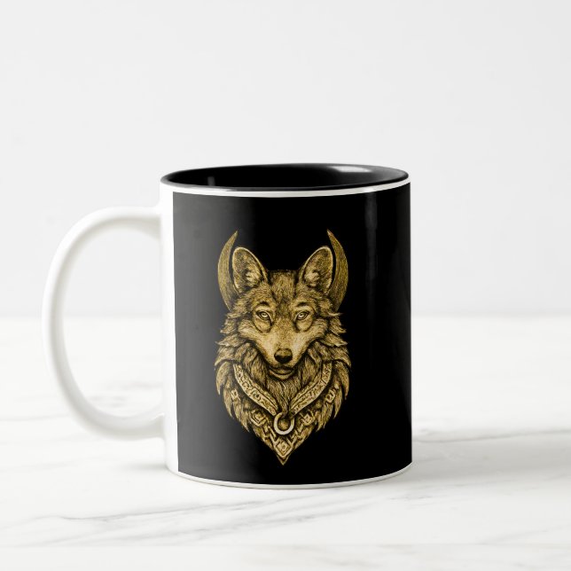 Tasse 2 Couleurs Celestial Wolf Moon Halo Art (Gauche)