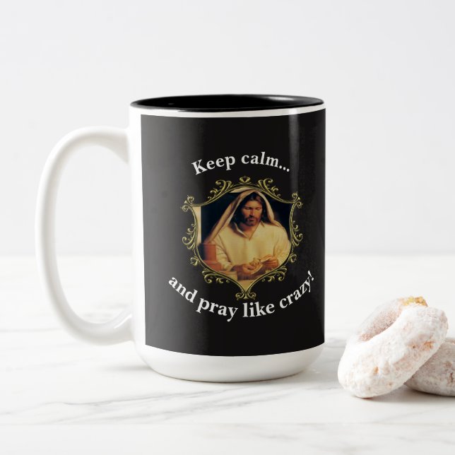 Tasse 2 Couleurs Cène Divine : Casser Le Pain Avec Jésus (Avec donut)