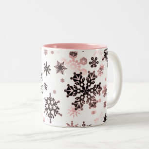 Tasse 2 Couleurs Céramique Coffee Mug-Pink & Neutrals Snowflakes