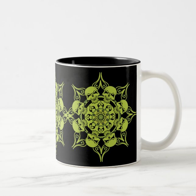 Tasse 2 Couleurs Cercle crâne vert (Droit)