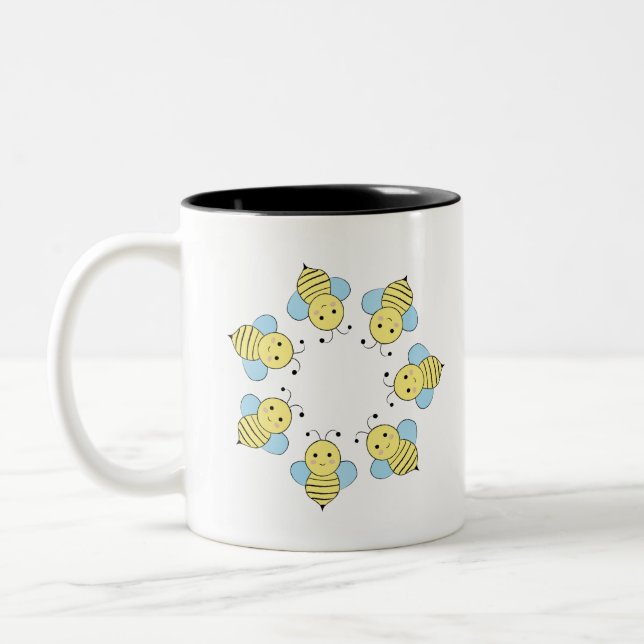 Tasse 2 Couleurs Cercle mignon des abeilles (Gauche)