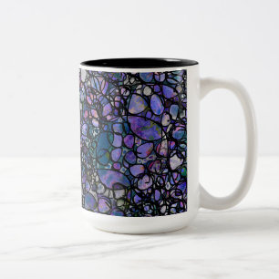 Tasse 2 Couleurs Cercles abstraits dessinés à la main, Bleu, Violet