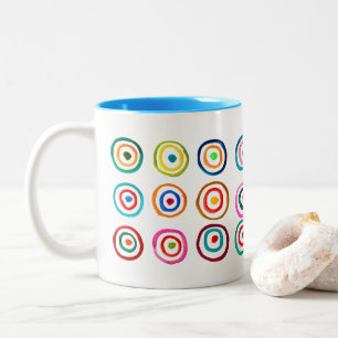 Tasse 2 Couleurs Cercles arc-en-ciel coloré mignon whimsical