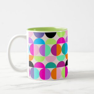 Tasse 2 Couleurs Cercles colorés Art moderne moyen siècle Art géomé