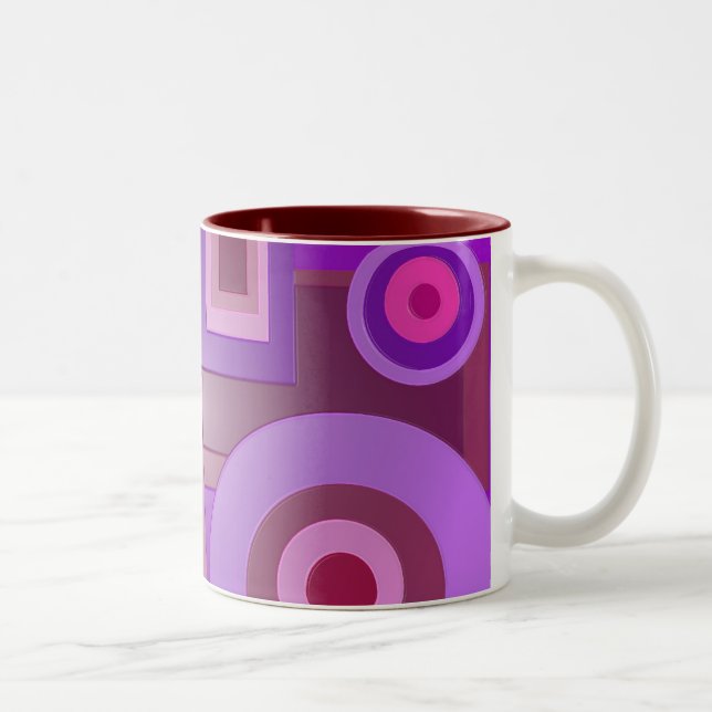 Tasse 2 Couleurs Cercles et carrés pourpres (Droit)