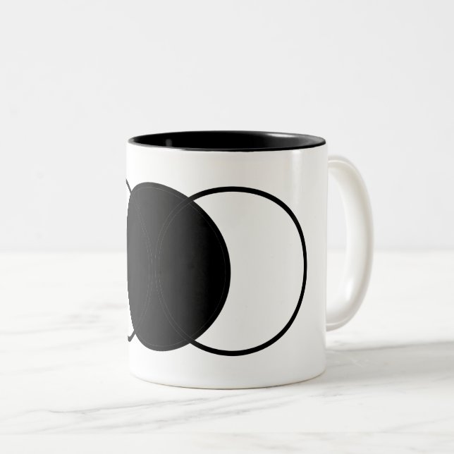 Tasse 2 Couleurs Cercles noirs et blancs intervertissants (Devant droit)