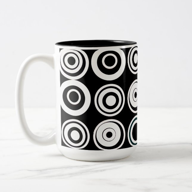 Tasse 2 Couleurs Cercles rétrogrades Noir Blanc (Gauche)