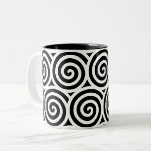 Tasse 2 Couleurs Cercles tourbillonnants en noir et blanc