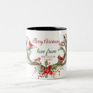 Tasse 2 Couleurs Cerf à cornes aquarelle Cardinal Noël