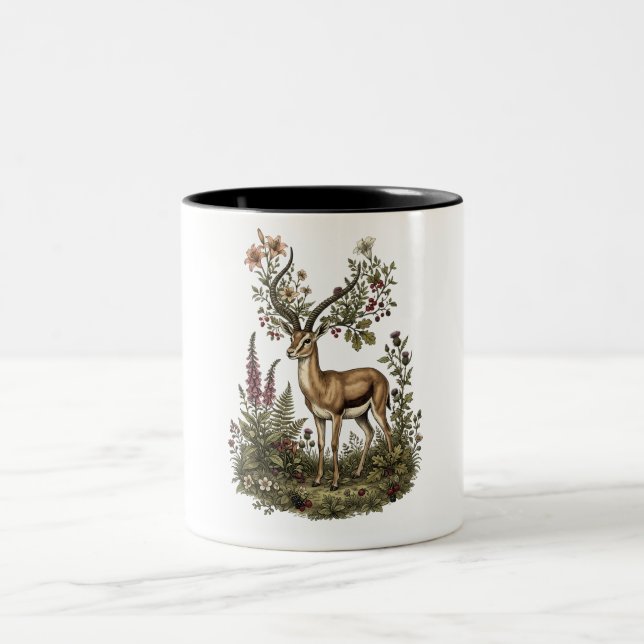 Tasse 2 Couleurs Cerf avec Fleur Sauvage  (Centre)