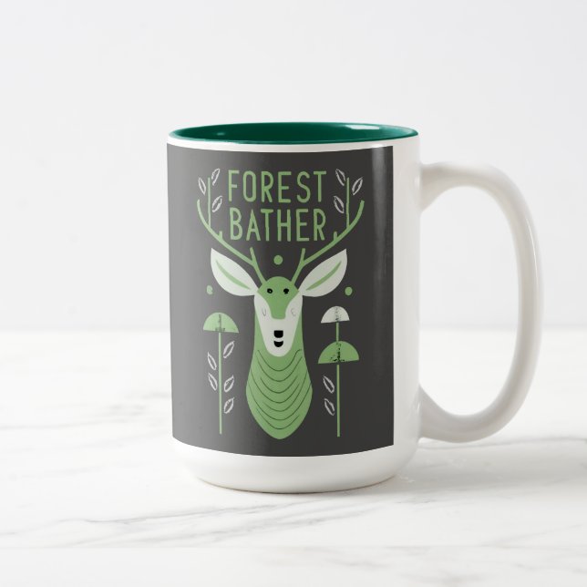 Tasse 2 Couleurs Cerf baigneur de forêt (Droit)