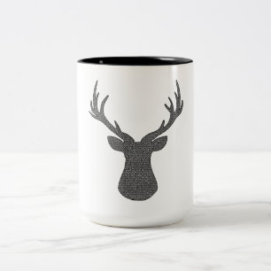 Tasse 2 Couleurs Cerfs communs - motif géométrique - noirs et