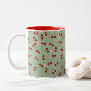 Tasse 2 Couleurs Cerises Et Fleurs