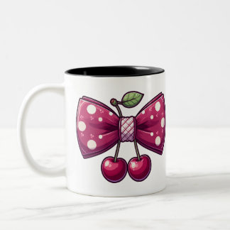 Tasse 2 Couleurs Cerisier à cheveux femelle Ruban de fruitsMug