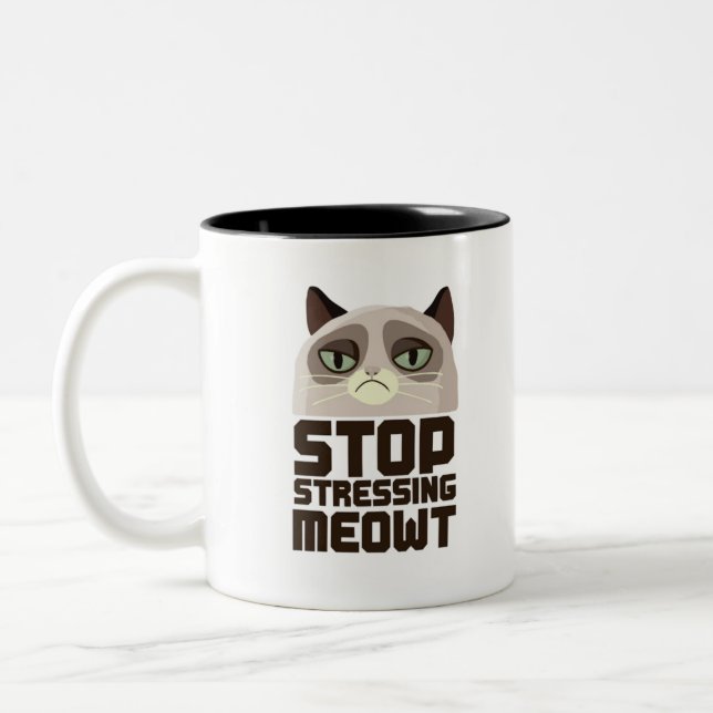 Tasse 2 Couleurs Cesser de mettre l'accent sur le Meowt (Gauche)