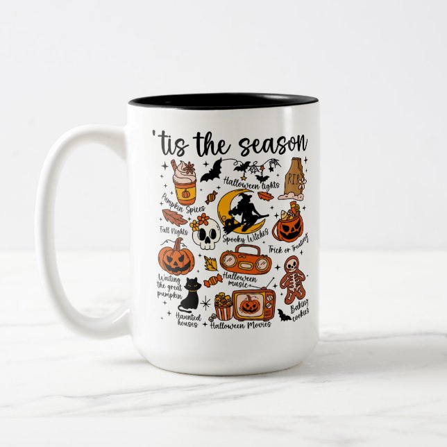 Tasse 2 Couleurs C'est la saison des doodles d'Halloween – Mignon e (Gauche)