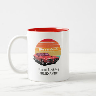 Tasse 2 Couleurs C'est un anniversaire classique, amoureux de voitu