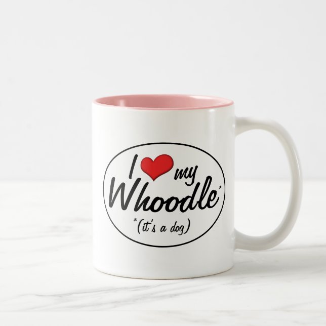 Tasse 2 Couleurs C'est un chien ! J'aime mon Whoodle (Droit)