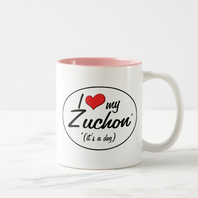 Tasse 2 Couleurs C'est un chien ! J'aime mon Zuchon (Droit)