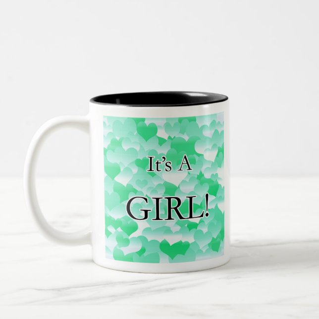 Tasse 2 Couleurs C'est une fille ! Coeurs inty (Gauche)