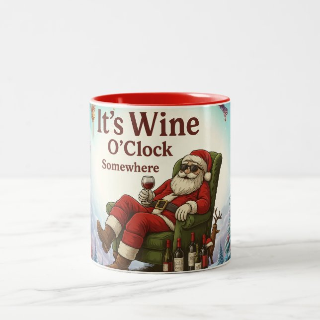 Tasse 2 Couleurs c'est win O'Clock Somewhere, citation de santa (Centre)