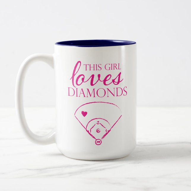 Tasse 2 Couleurs Cette Fille Aime Les Diamants Baseball/Mug De Soft (Gauche)