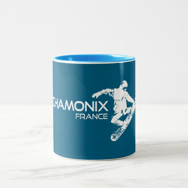 Tasse 2 Couleurs Chamonix France Snowboard (Centre)