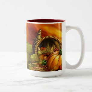 Tasse 2 Couleurs Champ de citrouille de Thanksgiving