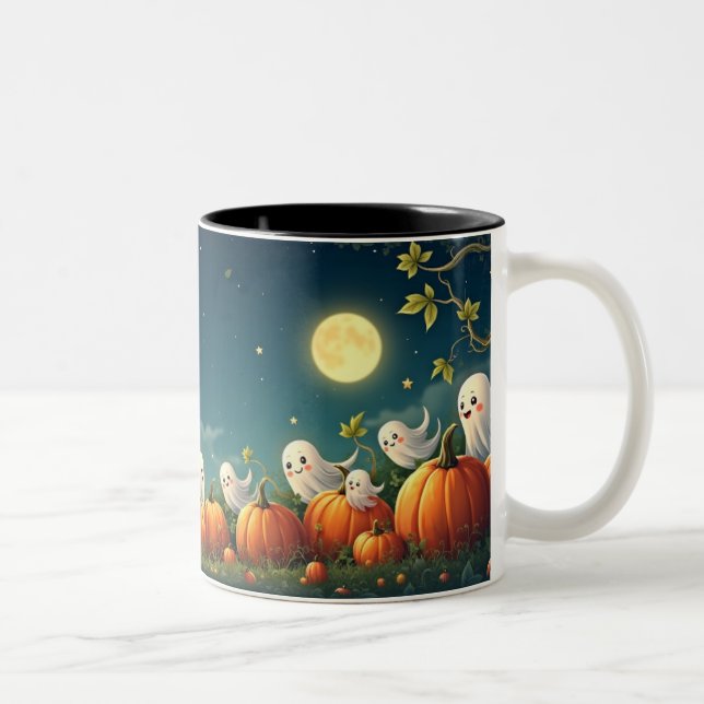 Tasse 2 Couleurs Champ de citrouilles hanté (Droit)
