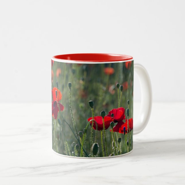 Tasse 2 Couleurs Champ sauvage de pavots  (Devant droit)