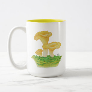 Tasse 2 Couleurs Champignons Chanterelle dessinés à la main