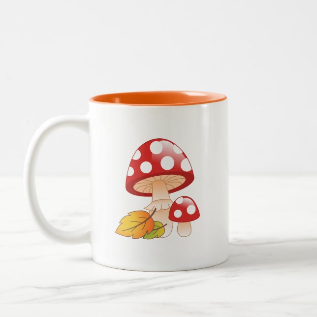 Tasse 2 Couleurs Champignons et feuilles de l'amanite rouge (Gauche)