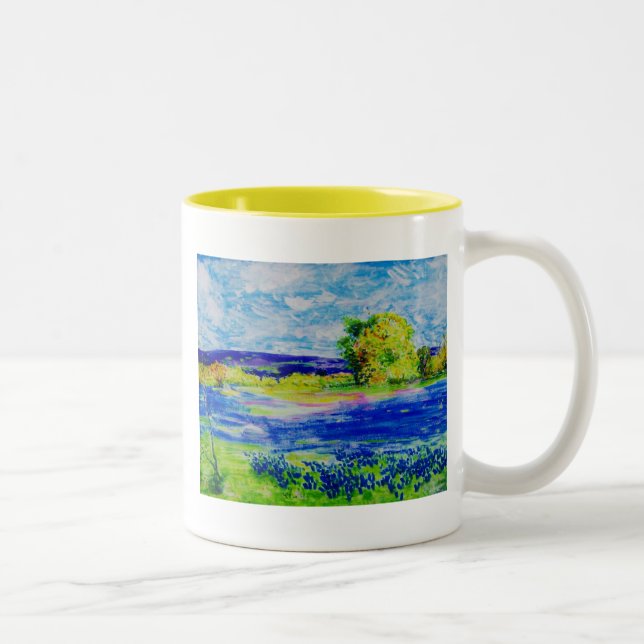 Tasse 2 Couleurs champs de bleuets pour toujours (Droit)