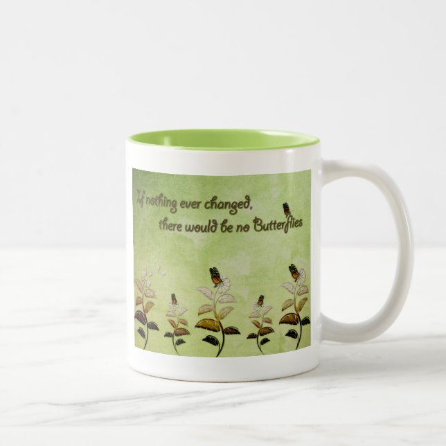 Tasse 2 Couleurs Changez la citation de papillon (Droit)