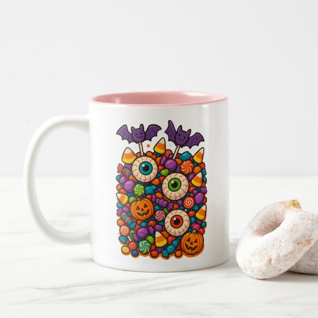 Tasse 2 Couleurs Chaos sucré et Éffrayant Halloween (Avec donut)