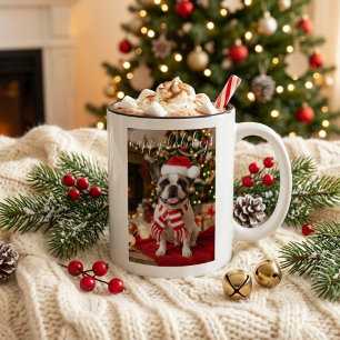 Tasse 2 Couleurs Chapeau de Noël de Frenchie Cozy