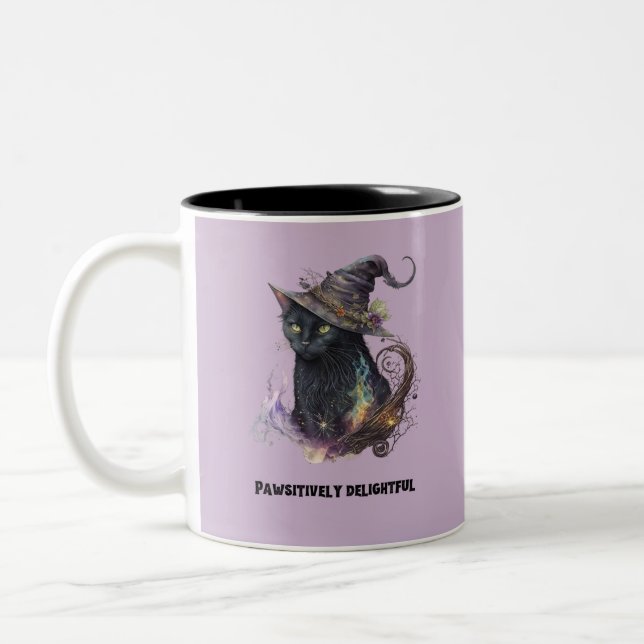 Tasse 2 Couleurs Chapeau de Sorcière Chat Noir Créatif Épouvantable (Gauche)
