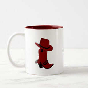 Tasse 2 Couleurs Chapeau et bottes rouges de campagne 
