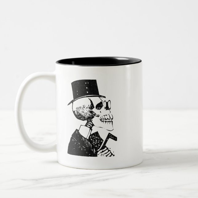 Tasse 2 Couleurs Chapeau haut de forme Dapper Folk Art Calavera (Gauche)