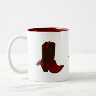 Tasse 2 Couleurs Chapeau marron Country et bottes