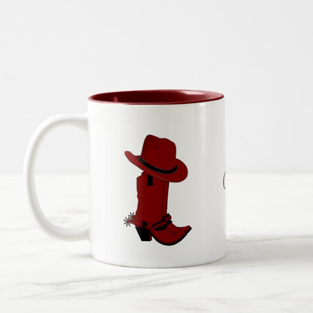 Tasse 2 Couleurs Chapeau rouge de campagne et bottes  (Gauche)