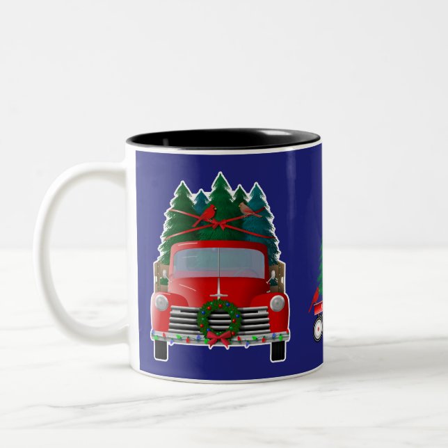 Tasse 2 Couleurs Chargement des arbres de Noël Petit Camion Rouge (Gauche)
