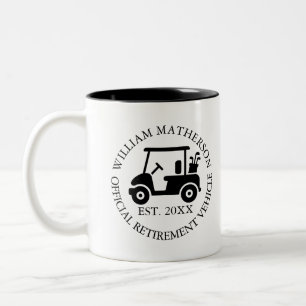 Tasse 2 Couleurs Chariot de golf personnalisé drôle pour la retrait